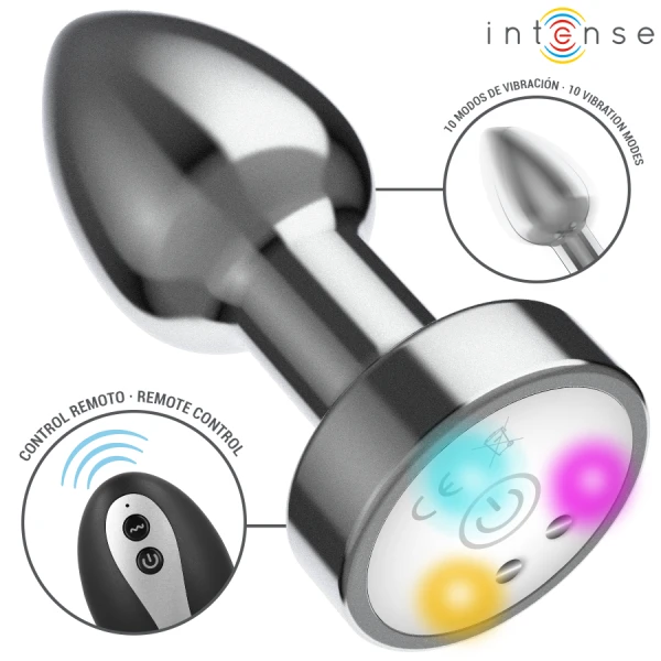 Intense Vibrerende Metalen Anale Plug met LED en Afstandsbediening
