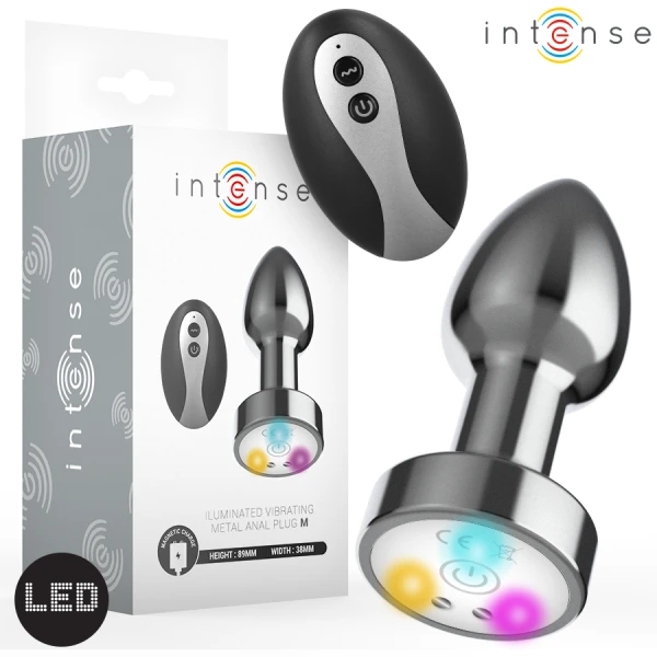 Intense Vibrerende Metalen Anale Plug met LED en Afstandsbediening