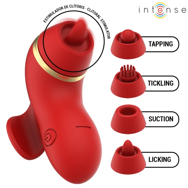 Intense Auflegevibrator mit 4 Aufsätzen, Saug- und Leckfunktion