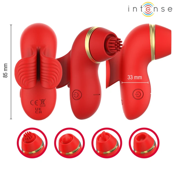 Intense Auflegevibrator mit 4 Aufsätzen, Saug- und Leckfunktion