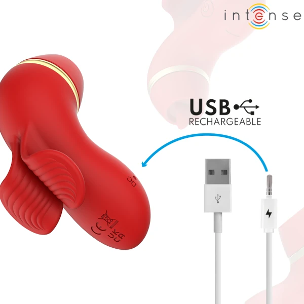 Intense Auflegevibrator mit 4 Aufsätzen, Saug- und Leckfunktion