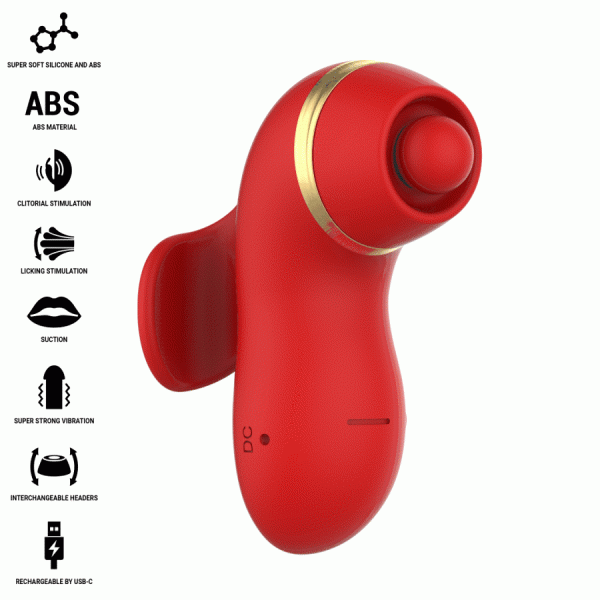 Intense Auflegevibrator mit 4 Aufsätzen, Saug- und Leckfunktion
