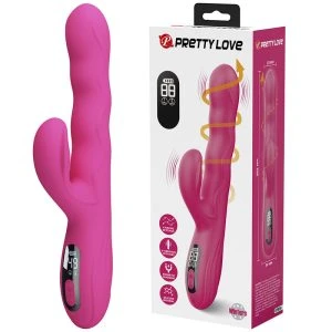 Pretty Love Konijnenvibrator met dubbele stimulatie en LED-display, Roze
