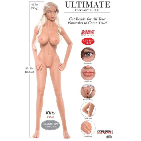Extreme Toyz Ultimate Fantasy Puppe Kitty met roestvrijstalen skelet en masturbatorhoezen Extreme Toyz Ultimate Fantasy Puppe Kitty met roestvrijstalen skelet en masturbatorhoezen