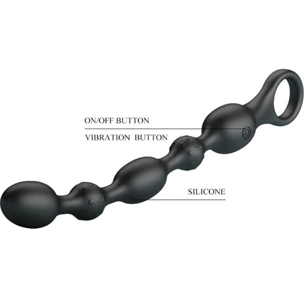 Pretty Love Analvibrator-kralenketting met 10 trillingen, siliconen, zwart