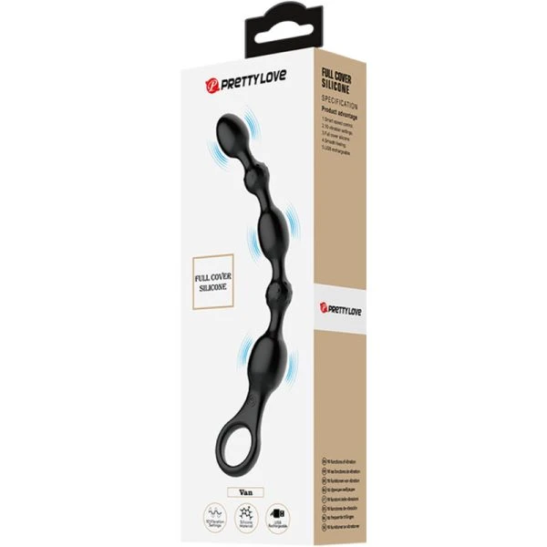Pretty Love Analvibrator-kralenketting met 10 trillingen, siliconen, zwart