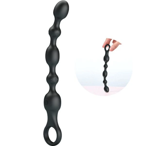 Pretty Love Analvibrator-kralenketting met 10 trillingen, siliconen, zwart