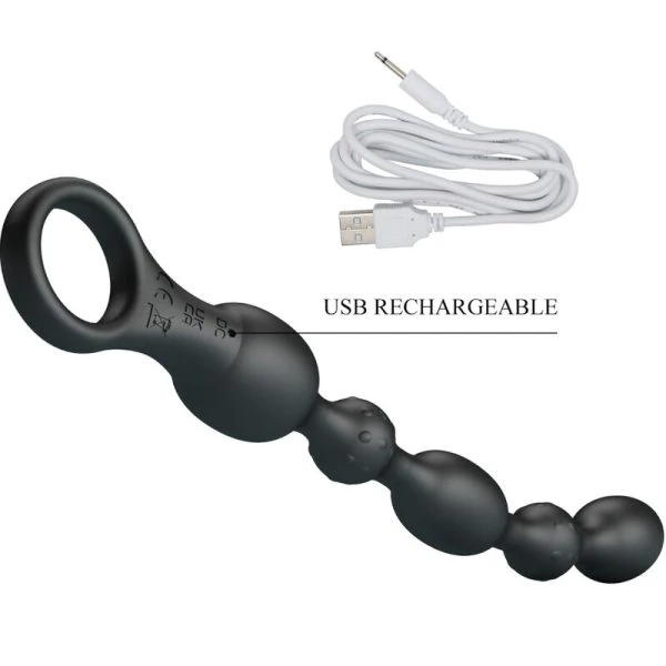 Pretty Love Analvibrator-kralenketting met 10 trillingen, siliconen, zwart