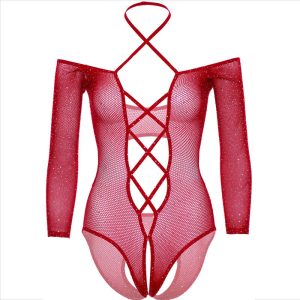 Leg Avenue Netz-Body ohne Schritt mit Strasssteinen rot Leg Avenue Netz-Body ohne Schritt mit Strasssteinen rot – Bild 9