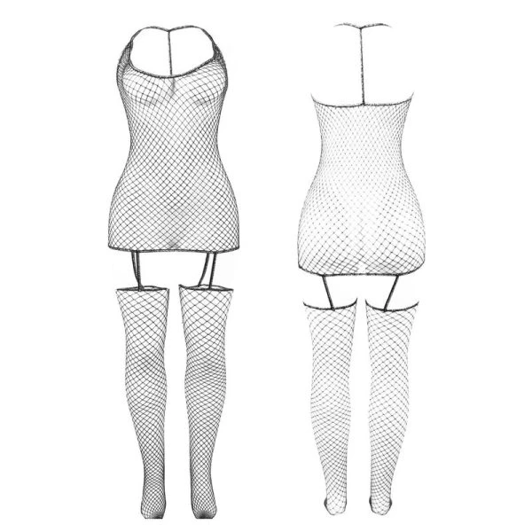 Subblime Glänzender Netz-Bodystocking Einheitsgröße