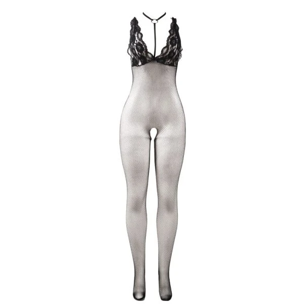Subblime Transparenter Netz-Bodystocking mit offenem Schritt Schwarz