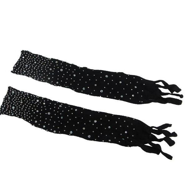 Subblime Netz-Bodystocking mit Handschuhen und Diamanten Schwarz