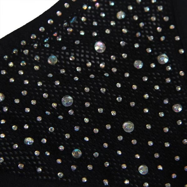 Subblime Netz-Bodystocking mit Handschuhen und Diamanten Schwarz