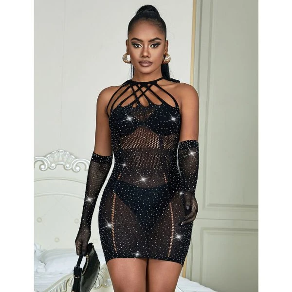 Subblime Netjurk met strass zwart one size
