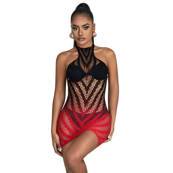 Subblime ärmelloser Body aus elastischem Mesh mit rot-schwarzem Farbverlauf, Einheitsgröße