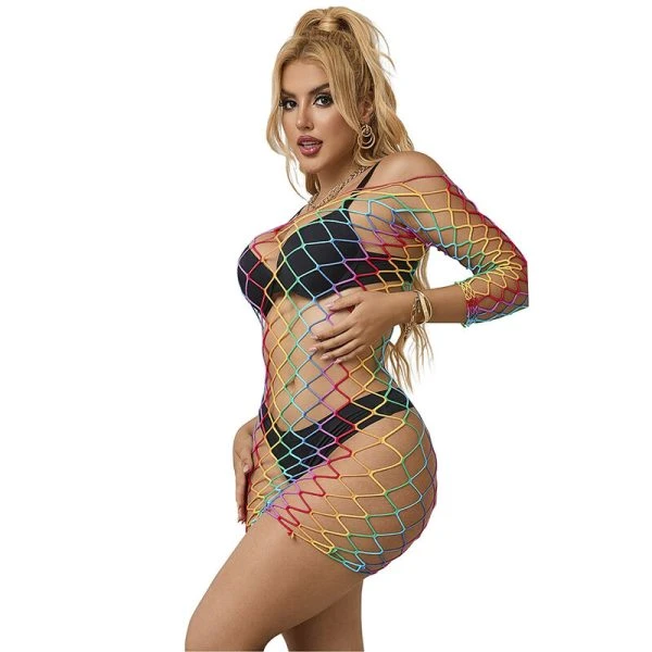 Subblime Regenboogjurk met lange mouwen en mesh