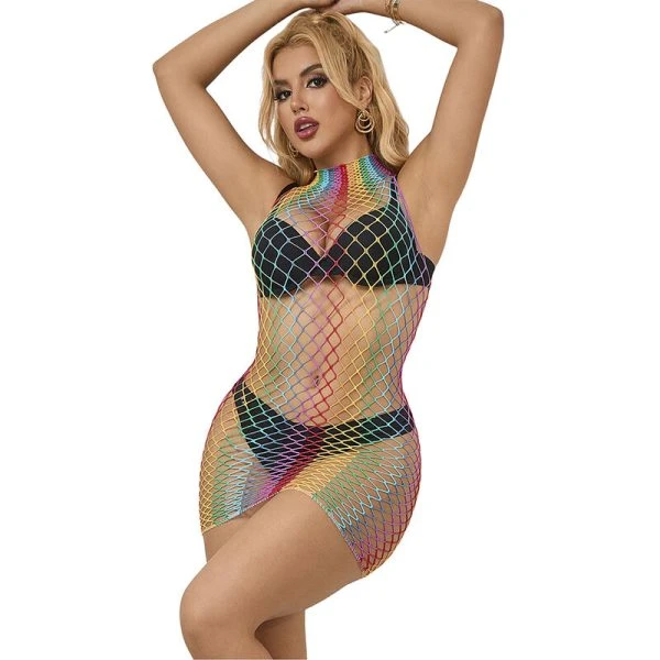 Subblime Regenboog-Netjurk met hoge kraag, mouwloos, one size