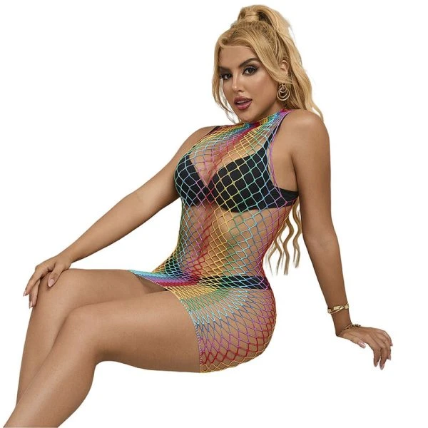 Subblime Regenboog-Netjurk met hoge kraag, mouwloos, one size