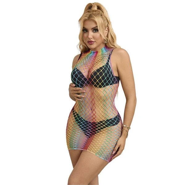 Subblime Regenboog-Netjurk met hoge kraag, mouwloos, one size