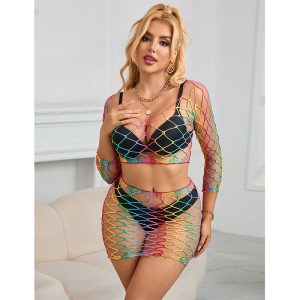 Subblime 2-delige net-bodysuit regenboog lange mouw Subblime 2-delige net-bodysuit regenboog lange mouw - Afbeelding 7