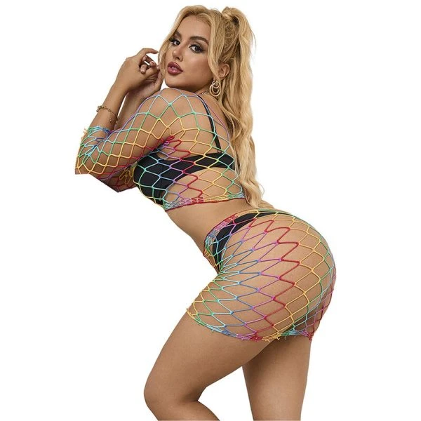 Subblime 2-delige net-bodysuit regenboog lange mouw