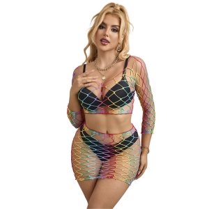 Subblime 2-delige net-bodysuit regenboog lange mouw Subblime 2-delige net-bodysuit regenboog lange mouw - Afbeelding 5