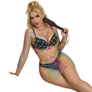 Subblime 2-delige net-bodysuit regenboog lange mouw Subblime 2-delige net-bodysuit regenboog lange mouw - Afbeelding 4