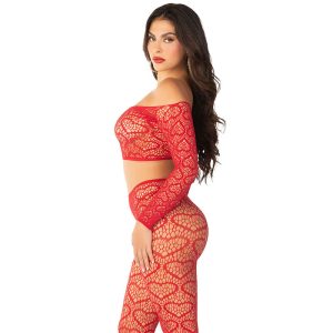 Leg Avenue Crop Top en Kousen Set rood One Size Leg Avenue Crop Top en Kousen Set rood One Size - Afbeelding 3