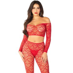 Leg Avenue Crop Top en Kousen Set rood One Size Leg Avenue Crop Top en Kousen Set rood One Size - Afbeelding 2