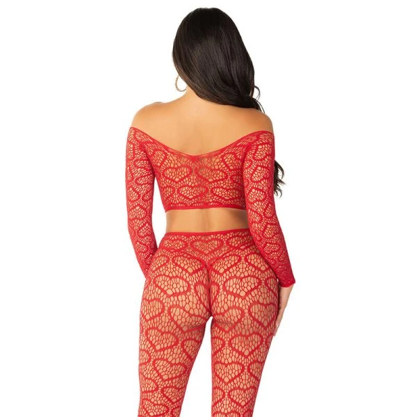 Leg Avenue Crop Top en Kousen Set rood One Size
