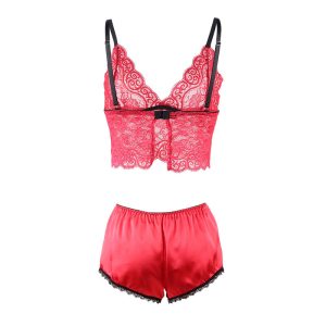 Subblime nachthemd met slipje van zijde en kant rood L/XL Subblime nachthemd met slipje van zijde en kant rood L/XL - Afbeelding 6