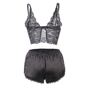 Subblime Nachthemd mit Höschen aus Seide und Spitze schwarz L/XL Subblime Nachthemd mit Höschen aus Seide und Spitze schwarz L/XL – Bild 6