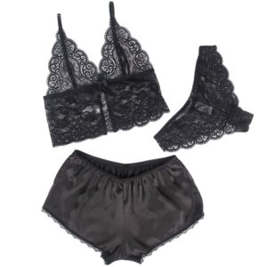 Subblime Nachthemd mit Höschen aus Seide und Spitze schwarz L/XL Subblime Nachthemd mit Höschen aus Seide und Spitze schwarz L/XL – Bild 3