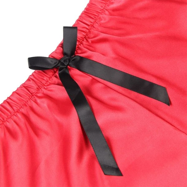 Subblime casual zijden nachtjapon met kanten slipje Zwart/Rood L/XL