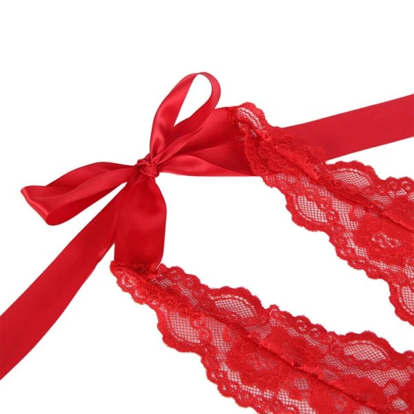 Subblime Sexy Body met ruches en riem rood S/M