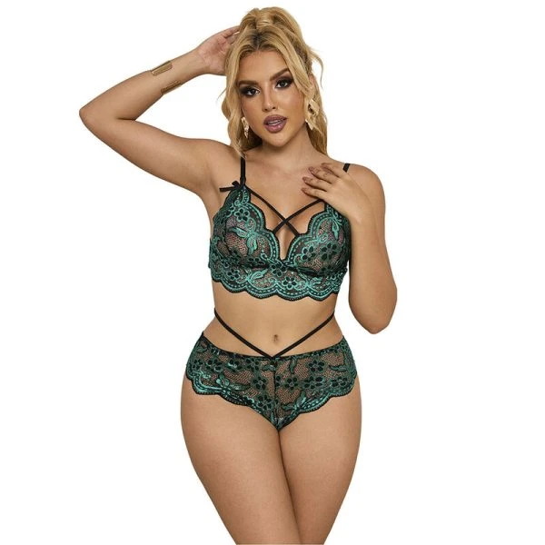 Subblime kantendessousset BH en slip Groen S/M
