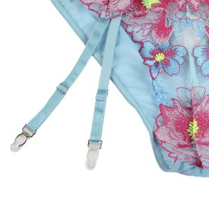 Subblime BH met slip en kousenband Bloemdesign Blauw L/XL Subblime BH met slip en kousenband Bloemdesign Blauw L/XL - Afbeelding 6