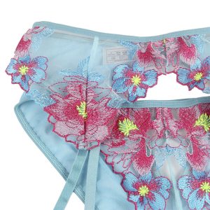 Subblime BH met slip en kousenband Bloemdesign Blauw L/XL Subblime BH met slip en kousenband Bloemdesign Blauw L/XL - Afbeelding 8