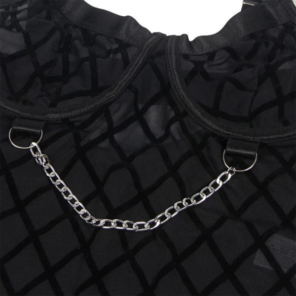 Subblime Body met kettingen en kousenriem Zwart L/XL
