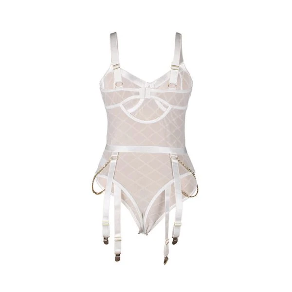 Subblime Body met kettingen en jarretelgordel Wit L/XL