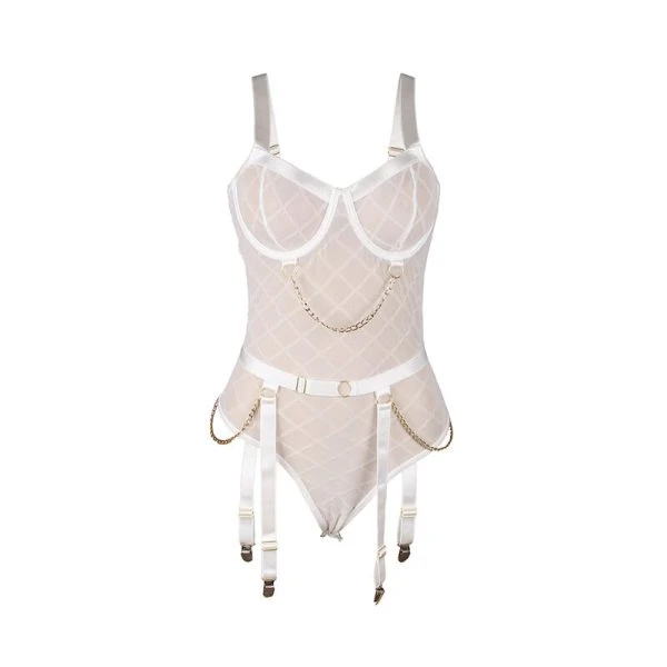 Subblime Body met kettingen en jarretelgordel Wit L/XL