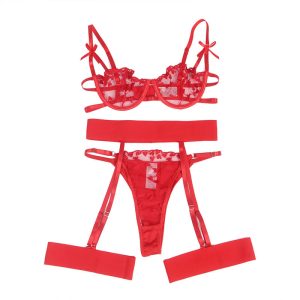 Subblime BH, String en jarretelgordel met hartjesprint rood L/XL Subblime BH, String en jarretelgordel met hartjesprint rood L/XL - Afbeelding 5