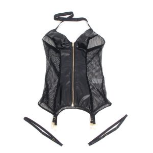 Subblime Sexy Mesh Jurk Leder Zwart S/M Subblime Sexy Mesh Jurk Leder Zwart S/M - Afbeelding 6