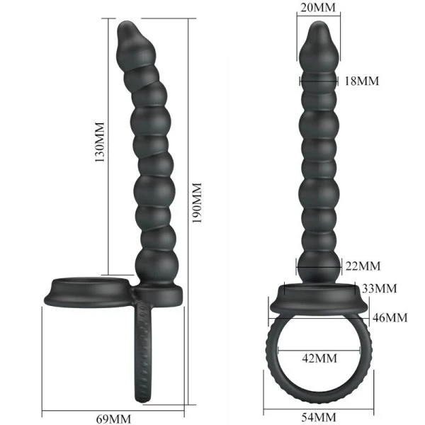 Pretty Love Dillion Double Penetration Cockring with Vibration, Black
