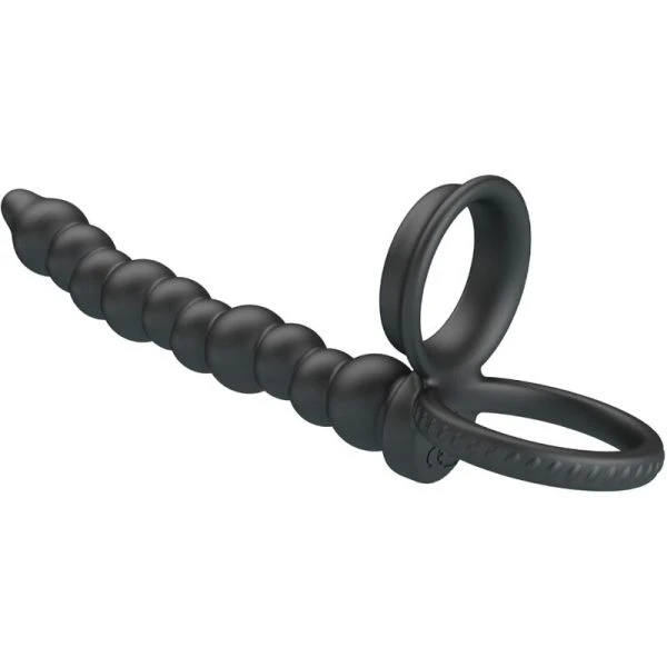 Pretty Love Dillion Double Penetration Cockring with Vibration, Black