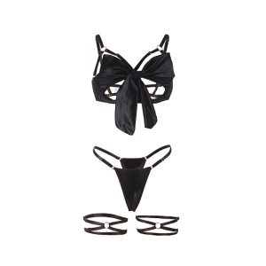 Subblime dessousset met bh, tanga en kousenband, zwart Subblime dessousset met bh, tanga en kousenband, zwart - Afbeelding 8