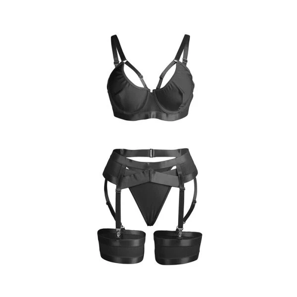 Subblime Bondage-BH met jarretelset zwart S/M