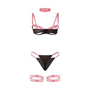 Subblime BH-Set mit Halskette und Beindetails fluoreszierendes Rosa L/XL Subblime BH-Set mit Halskette und Beindetails fluoreszierendes Rosa L/XL – Bild 6