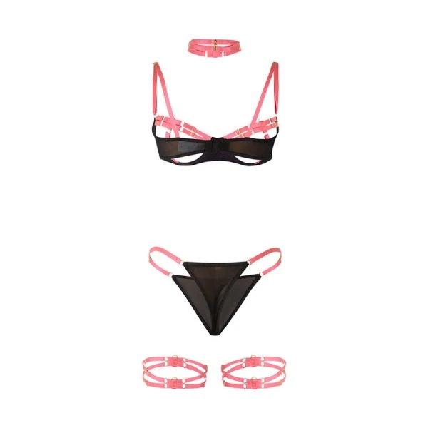 Subblime BH-Set mit Halskette und Beindetails fluoreszierendes Rosa L/XL Subblime BH-Set mit Halskette und Beindetails fluoreszierendes Rosa L/XL