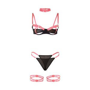 Subblime BH-Set mit Halskette und Beindetails fluoreszierendes Rosa L/XL Subblime BH-Set mit Halskette und Beindetails fluoreszierendes Rosa L/XL – Bild 5